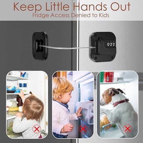 Himake Refrigerator Lock, Combination Lock for Refrigerator Cabinets, Drawers, Heavy Duty Fridge Lock, Easy Install No Keys Needed (2 Pack) thumbnail 4