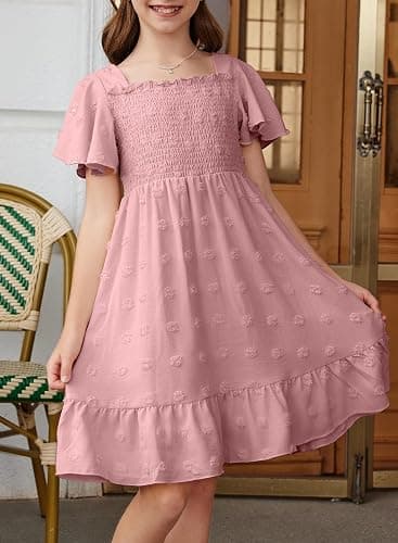 blibean Tween Girls Summer Dresses Kids Polka Dot Dress Size 6-15 Years thumbnail 4