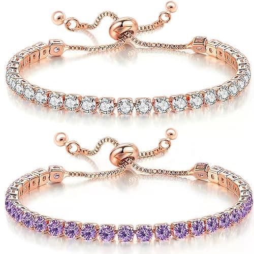 Suyi Tennis Bracelets for Women Cubic Zirconia Bracelet Adjustable Slider Bracelet Jewelry - Image 1