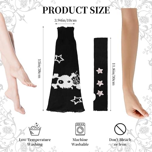 Star Arm Warmers Print Two Side Wear Leg Warmers Set Y2k Girls Japanese Kawaii Harajuku Accessory thumbnail 4