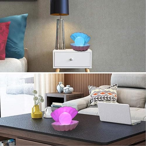 LKUA Shell Pearl Beach Themed Night Light, RGB 8 Colors Changing Mood Shell Pearl Lamps, Bedside LED Clamshell Portable Night Lights for Bar (Pink) thumbnail 4