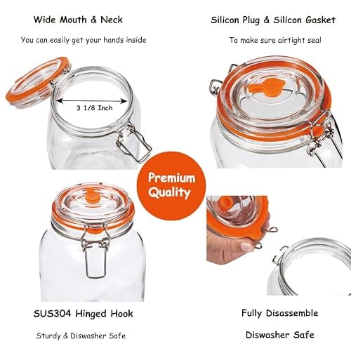 JILLMO 2L Wide Mouth Fermentation Jar with Airlock & Weight, 2 Pack | Fermentation Kit for Homemade Kimchi, Sauerkraut, Pickles and More thumbnail 4