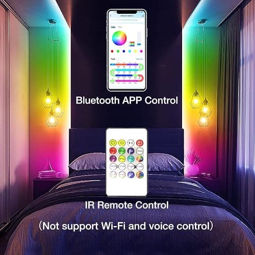 DAYBETTER RGB Smart IC LED Strip Lights, LED Lights with Built-in IC Chips, App-Control, Flexible Dream Color Lights for Bedroom, Holiday Decor, 100 ft(1 Roll) thumbnail 6