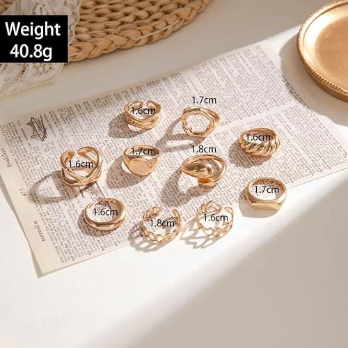 INENIMARTJ Boho Rings for Women Teen Girls,Gold Stacking Rings Set Vintage Knuckle Stackable Moon Star Snake Butterfly Heart Flower Leaf Top Finger Rings thumbnail 5