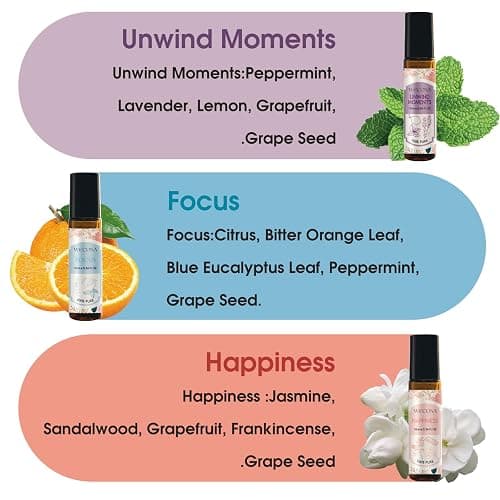 Wecona Aromatherapy Essential Oil Roll-On Set – 6x10ml Essential Oil Blends with Roller Bottles, Portable Essential Oils for Diffusers for Home,Relaxing Gift for Women & Men thumbnail 3