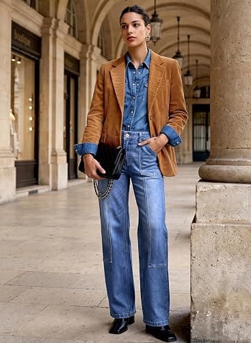 Sidefeel Women's Wide Leg Jeans High Waisted Stretchy Baggy Denim Pants | Patch Slant Pockets, Patchwork, Full Length, Boyfriend, Fashion Clothing, Western Outfit, Country Concert Outfits thumbnail 3