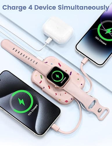 RORRY CharmGo Portable Charger, 5000mAh Portable Charger Power Bank | Built-in Cables,Travel Keychain Battery Pack Essentials for Apple Watch 1~12 Series/Ultra/SE & iPhone 18 Pro Max/17/16/15 thumbnail 4