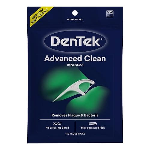 DenTek Advanced Clean Floss Picks with No Break & No Shred Dental Floss, Plaque Remover, 150 Count - Image 1