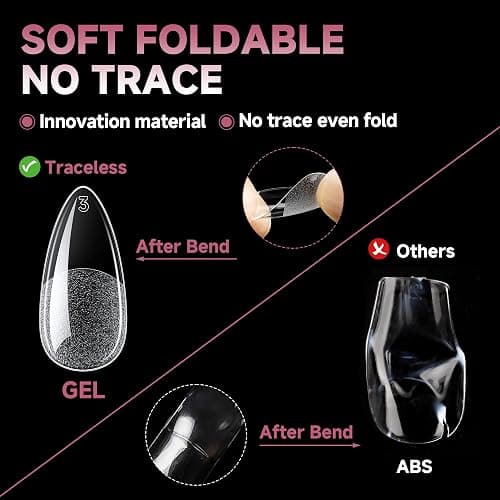 UNA GELLA Medium Almond Gel Nail Tips Half Matte 312pcs Almond Gel Nails No C Curve Clear False Fake Nails Effective Nail Extensions for DIY Art Salon-Level Press On Nails, 12 Sizes thumbnail 5