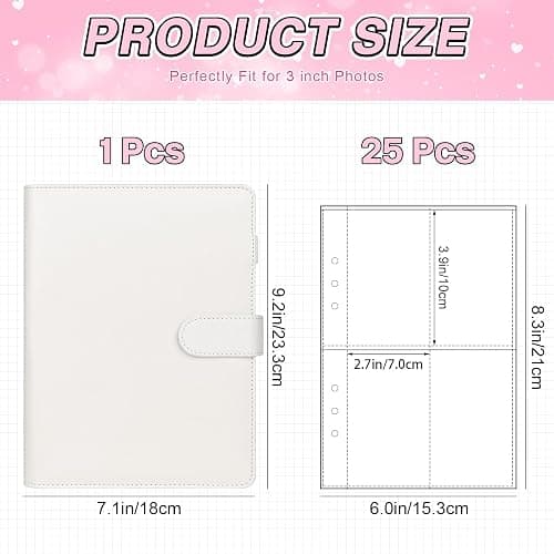 A5 Kpop Photocard Binder, 6 Ring Binder Album with 200 Card Slots, PU Leather Binder Cover with Magnetic Buckle Closure for Organizing Trading Cards - White thumbnail 3