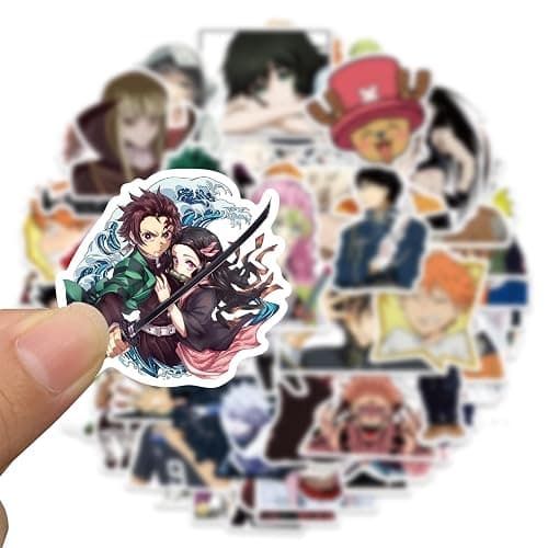 100PCS Japanese Anime Mixed Funny Cartoon Waterproof Sticker for Water Bottles Cartoon Characters Stickers for Kids, Toddlers, Teens, Girls, Adults (Japanese Anime) thumbnail 3