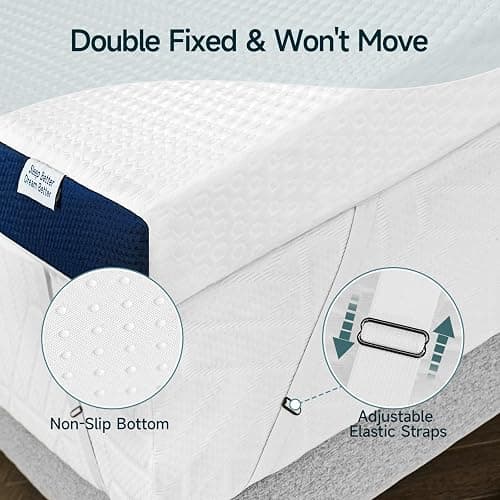 2 Inch Twin XL Size Gel Memory Foam Mattress Topper with Ice Silk Cover, High-Density Bamboo Charcoal Foam Mattress Bed Topper, Washable Cover & Pressure Relief, Soft Firmness CertiPUR-US Certified thumbnail 6