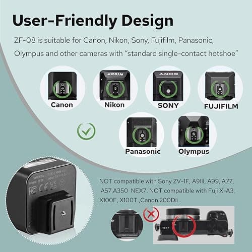 Zeniko ZF08 Aluminum Mini Flash Speedlite, 440 Full-Power On Camera Flash,CCT 6500K±200K Small Camera Flash for Canon/Fuji/Sony zv1/Sony zve10/Nikon/Panasonic Olympus Pentax/3s Recycle(Black) thumbnail 2