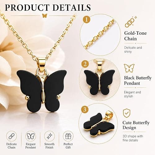 Rrdaily 9 Pcs Dainty Colorful Butterfly Pendant Necklace Set for Women,Bohemian Acrylic Butterfly Chain Necklace Cute Jewelry Gift thumbnail 6