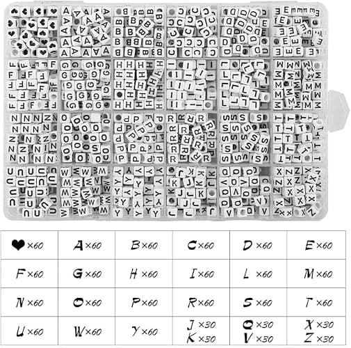 Quefe 1440pcs Acrylic Letter Beads White Cube Sorted Alphabet Beads for Jewelry Making, Bracelets, Necklaces, Key Chains (6 x 6mm) thumbnail 4