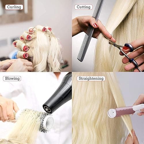 Mannequin Head with 80% Real Hair, TopDirect 24" Blonde Hair Styling Hairdressing Cosmetology Mannequin Manikin Training Practice Head with Clamp and Tools… thumbnail 4