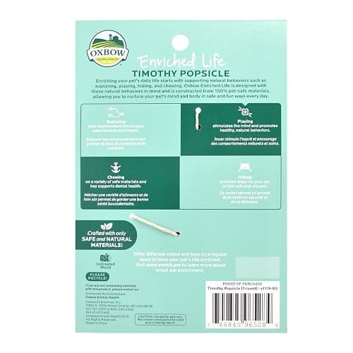 Oxbow Enriched Life Timothy Popsicle, Rabbit Toys, Guinea Pig Toys, Enrichment for Bunny, Guinea Pig, Hamster Stuff, Rabbit, Chinchilla, Made with Timothy Hay, Chinchilla Cage Accessories thumbnail 2