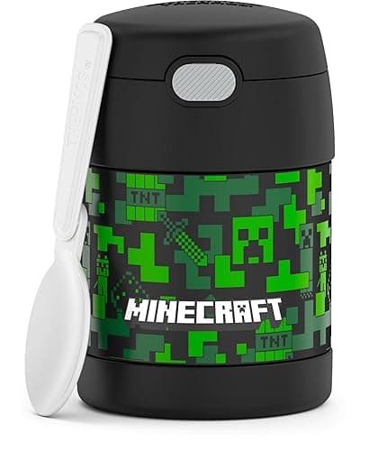 Thermostat Kids Vacuum Insulated Food Jar with Spoon, Minecraft, 10 Ounce, Stainless Steel - Image 1