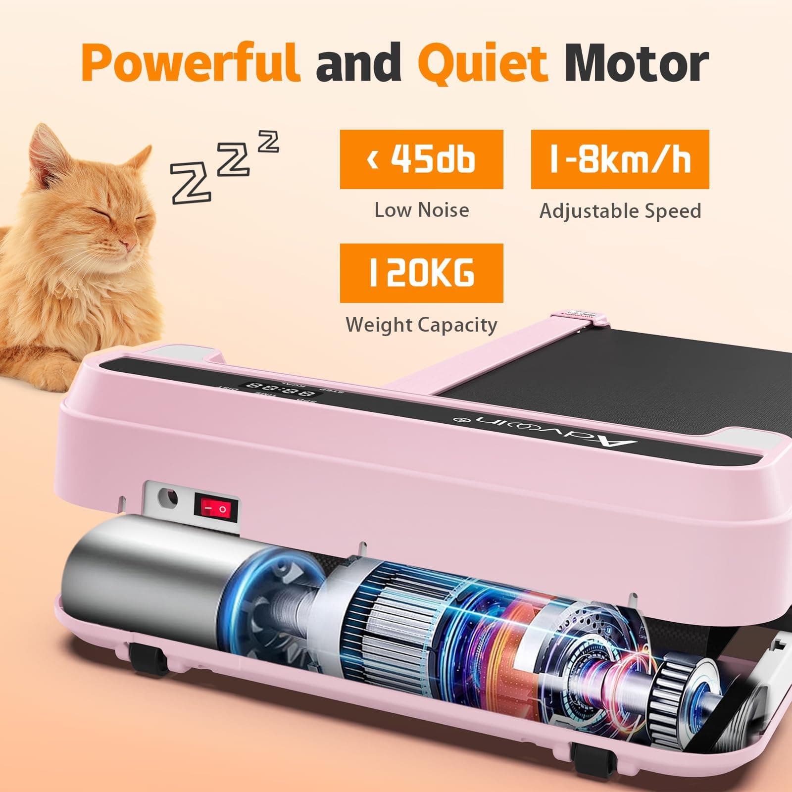 Advwin 3 in 1 Walking Pad Treadmill, Under Desk Treadmill for Home, Compact Portable Electric Walking Jogging Machine with Shock Absorption|Non-Slip|LED Display|Quiet Motor|120KG Capacity thumbnail 4