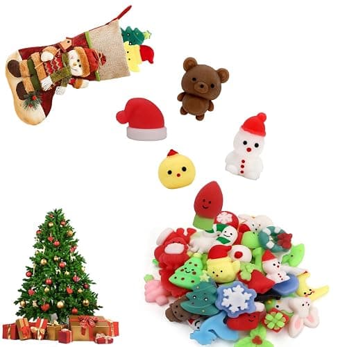 LAHAND 50 Pcs Christmas Mochi Squishy Toy Party Favors,Mini Squishies Cute Squeeze Toy Stress Reliever Anxiety Packs for Kid thumbnail 7