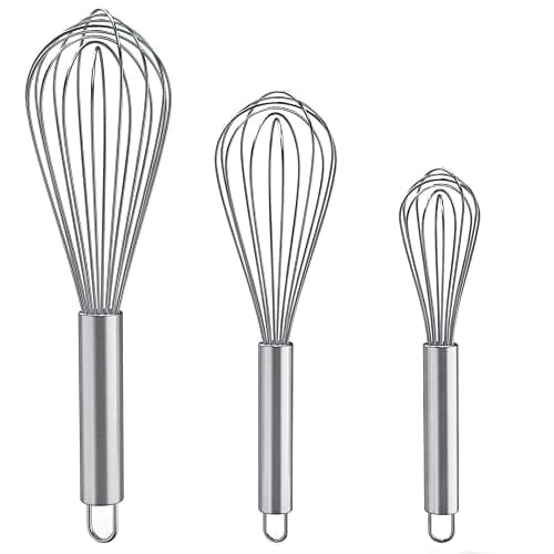 Whisks for Cooking, 3 Pack Stainless Steel Whisk for Blending, Whisking, Beating and Stirring, Enhanced Version Balloon Wire Whisk Set, 8"+10"+12" - Image 1
