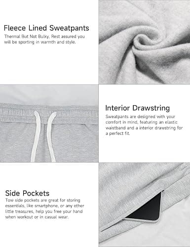 HeSaYep Women's Fleece Lined Sweatpants Wide Leg Thermal Winter Warm Baggy Sweat Pants with Pockets thumbnail 4