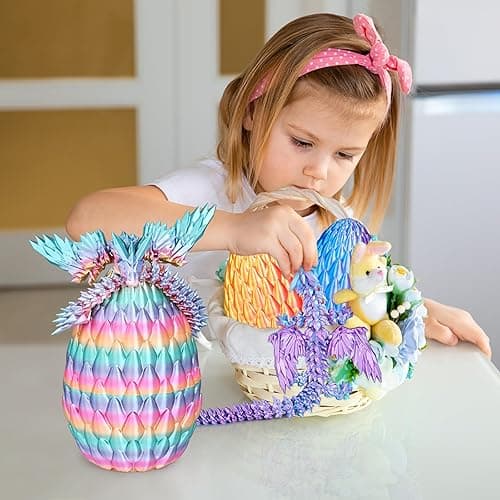 Mydhall 3D Printed Flying Dragon Egg with Articulated Dragon Inside – Toys&Gifts for Kids,Home Decor,Creative Ornaments,Birthday,Easter (Rainbow,Medium) thumbnail 6