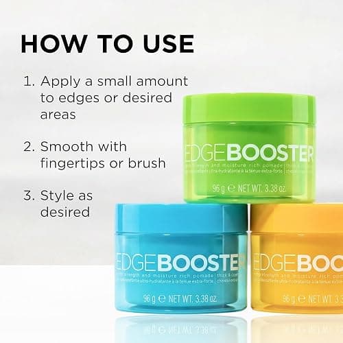 Style Factor Edge Booster Extra Strength & Moisture Rich Pomade | Strong Hold Edge Control Gel for Thick & Coarse Hair | High Shine, Non-Greasy Styling | Pink Sapphire, 3.38 oz thumbnail 6