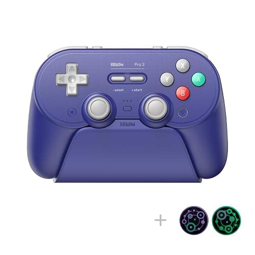 8Bitdo Pro 3 Bluetooth Controller with Swappable ABXY Buttons, TMR Joysticks, Hall Effect Triggers, Pro Back Buttons, Charging Dock, for Switch/Switch 2, Windows, Apple, SteamOS, Android - Purple thumbnail 2