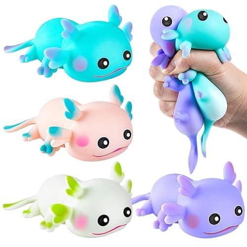 4PCS Axolotl Sensory Fidget Toy Stress Relief Squeeze Axolotl, Cute Axolotl Animal Toys Bulk for Kids Adults Gift Birthday Festival Party Favors (4 Colors) - Image 1