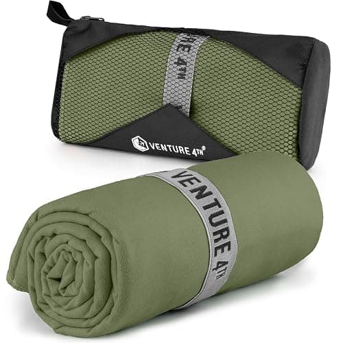 VENTURE 4TH Quick Dry Towel. Microfiber Travel Towel Ideal for Camping, Hiking, Backpacking, Gym. Lightweight & Fast Drying Travel Towels for Body. Compact & Easy to Pack - Army Green Extra Large - Image 1