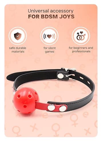 Breathable Mouth Ball for Women, Faux Leather Paddle for Couples, Adult Set for Bedroom Play thumbnail 4