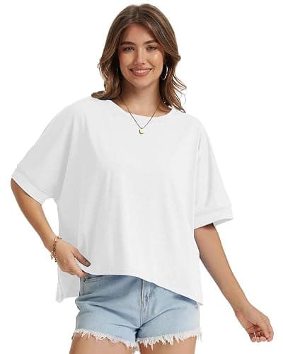 rosemia Oversized Tshirts for Women Summer Graphic Half Sleeve Crop Tops Casual Blouses 2026 thumbnail 4