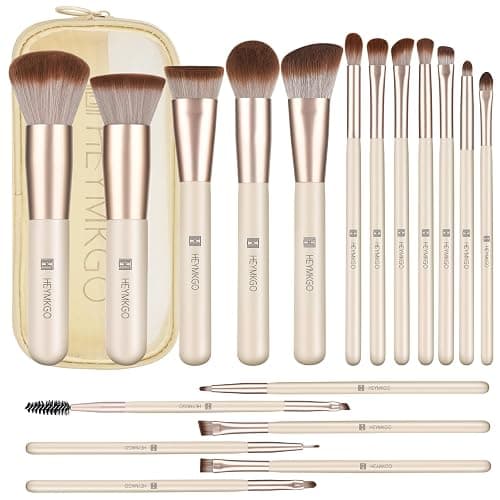 Makeup Brushes HEYMKGO Makeup Brush Set Professional 18 Pcs Make up Brushes with Travel Bag Premium Synthetic Foundation Powder Blush Blending Face Brush Eyeshadow Eyeliner Make Up Brush Kit - Image 1