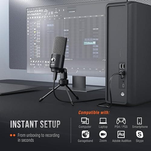 FIFINE K669B USB Microphone, Condenser Recording Mic for Vocals, Meeting | Metal Cardioid Laptop Mic for MAC OS, Windows, Voice Overs, Streaming, Online Meeting and YouTube Videos thumbnail 5