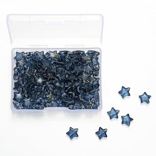 100pcs Dark Blue Star Beads Glass Crystal 10mm Stars Glass Spacer Beads for Jewelry Bracelet Making DIY Crafts Gifts (Dark Blue Star) thumbnail 7