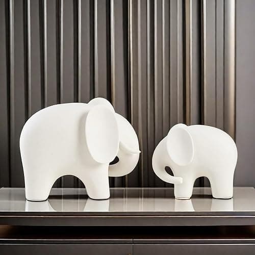 FUNSXBUG Abstract Elephant Statue Art Sculpture Figurine Collectible Gift Idea Home Decor Desktop Room Decoration Ceramics (Small) thumbnail 2