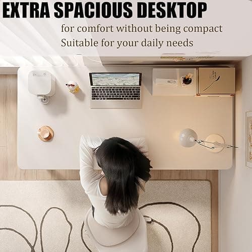 XUEGW Computer Desk Modern Simple Style Desk for Home Office, 31.5 inch White Small Writing Table Study Corner Work Desk for Bedroom thumbnail 2