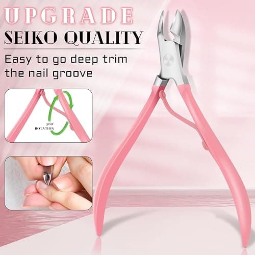 BLESWIN Manicure Pedicure Set, 12 Pcs Nail Care Kit for Women, Mens Nail Grooming Kit, Manicure & Pedicure Tools & Accessories, Pink Nail Kit Manicure Set Luxury Leather Case for Home Salon Use thumbnail 5