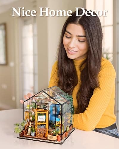Rowood Miniature House Kit, DIY Miniature Greenhouse Dollhouse Kits for Adults, Mayberry Street Miniatures, Wooden Crafts for Adults, Gifts on Birthday Christmas - Cathy's Flower House thumbnail 9
