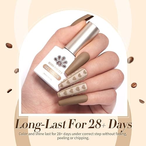 Born Pretty Gel Nail Polish 6 Colos,Nude Brown Skin Tone,Roasted Chestnuts Chocolate Gel Polish Collection Neutral Beige Khaki Gel Polish Kit All Seasons Nail Art Manicure DIY for Home Salon thumbnail 3