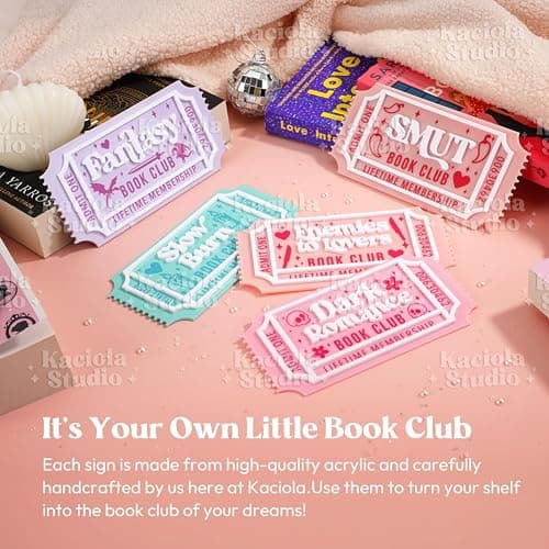 KACIOLA STUDIO Library Sign, Bookish Decor for Book Nook, Gifts for Booklovers/Reader/Women, Bookshelf Book Store Decor, Romantasy Gift (Enemies to Lovers) thumbnail 3