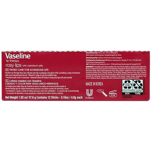 Vaseline Lip Rosy, Fast-Acting Nourishment, Ideal for Chapped, Dry, Cracked, or Damaged Lips, Lip Balm,12 Sticks, 1 Box thumbnail 4