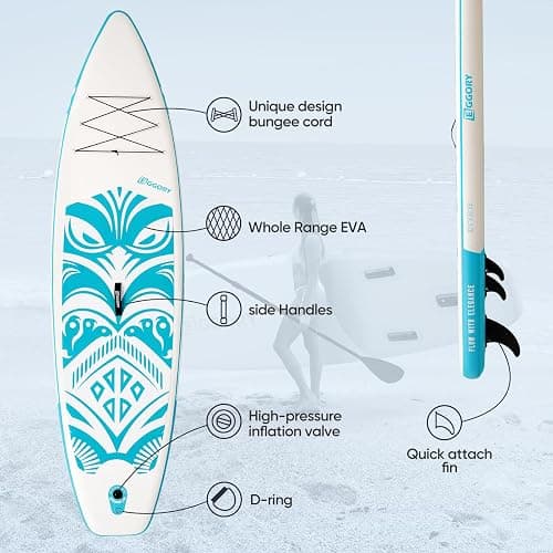 Inflatable Paddle Board,Stand Up Paddle Board Set, Extra Wide SUP Board with Removable Fin, Floating Paddle, Hand Pump, Waterproof Phone Pouch,Traveling Board thumbnail 7