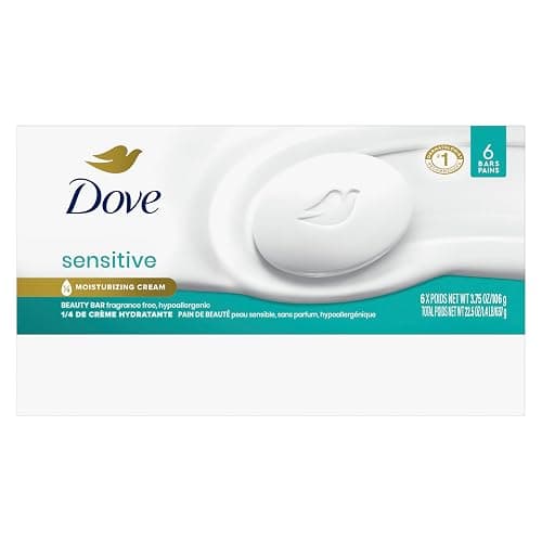 Dove Beauty Bar Soap Sensitive, 6 Bars for Sensitive Skin, Fragrance Free and Hypoallergenic 3.75 oz thumbnail 2