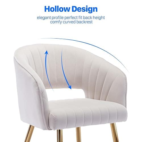 KCC Velvet Desk Chair Upholstered Tufted Chairs Dining Chairs 1 PC & Cream | Modern Accent Armchair Tufted Vanity Chairs with Gold Metal Legs Dining Chair for Dining Room Living Room Restaurant thumbnail 5