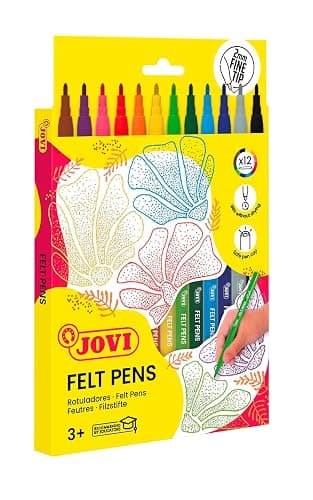 Jovi FELT PEN, Marqueur à trait fin, pointe fine, étui de 12 couleurs | Pointe de 2 mm thumbnail 4