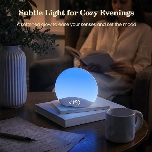 REACHER Sound Machine Sunrise Alarm Clock with Night Light for Bedrooms | 26 Nature Inspired Sleep Sounds, 0-100% Dimmable Clock, Sunrise Lamp, Wake Up Light, Brown/Pink/White Noise for Baby, Kids thumbnail 6