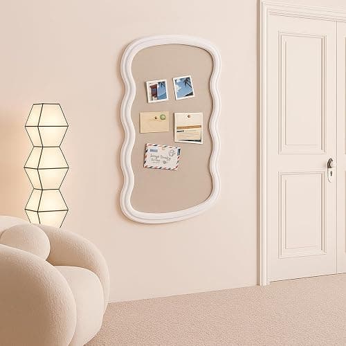 Wonderjune Vintage Arch Scalloped Rectangle Framed Pin Board Linen Display Bulletin Board Large Fabric Picture Memo Decorative Pinboard for Xmas Gift Wall Office(Wavy,24" X 36",Creamy White) thumbnail 3