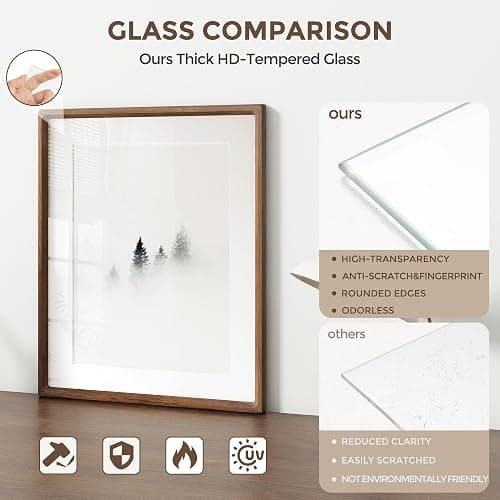 8x10 Picture Frame, USA-Sourced Natural Walnut Wood Photo Frame with Tempered Glass, Handcrafted Rounded Corner 8 x 10 Wooden Frame Matted to 5x7 Photos, Wall or Tabletop Display thumbnail 8